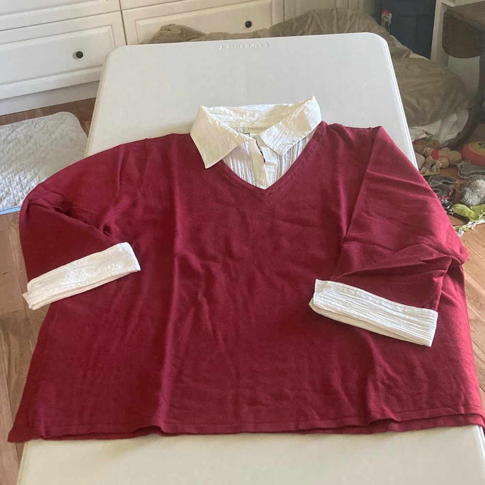 SKU 50  LaurelPlus V-Neck Women’s Sweater in Deep Red